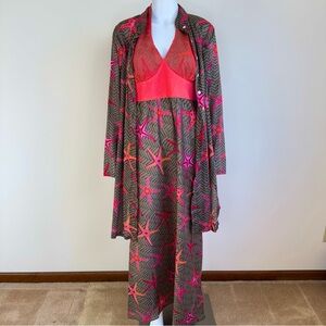 MANUEL CANOVAS RARE PRINT DRESS and KIMONO COTTON STARFISH Anthropology